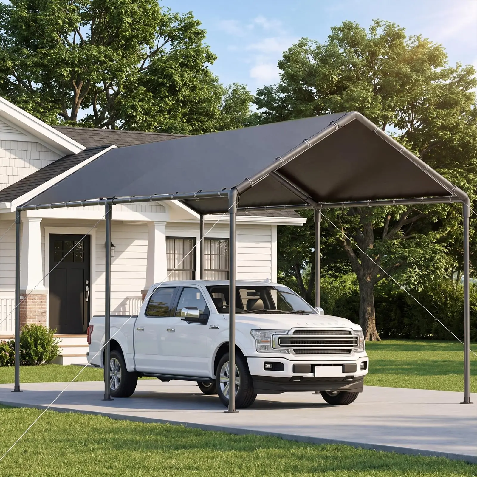 10'x20' Outdoor Heavy Duty Carport Storage Shed Portable Garage Boat Shelter Party Tent Waterproof & UV Galvanized