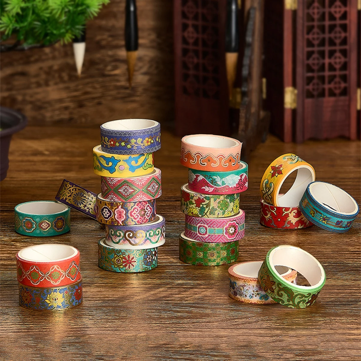 

20 рулонов/коробка, лента васи в винтажном этническом стиле, с золотым тиснением, для ведения журналов своими руками и декоративных материалов для упаковки подарков