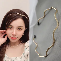 Minimalist Style Wavy Line Headbands Fashion Gold/Silver Color Thin Metal Headband Woman Hair Accessories