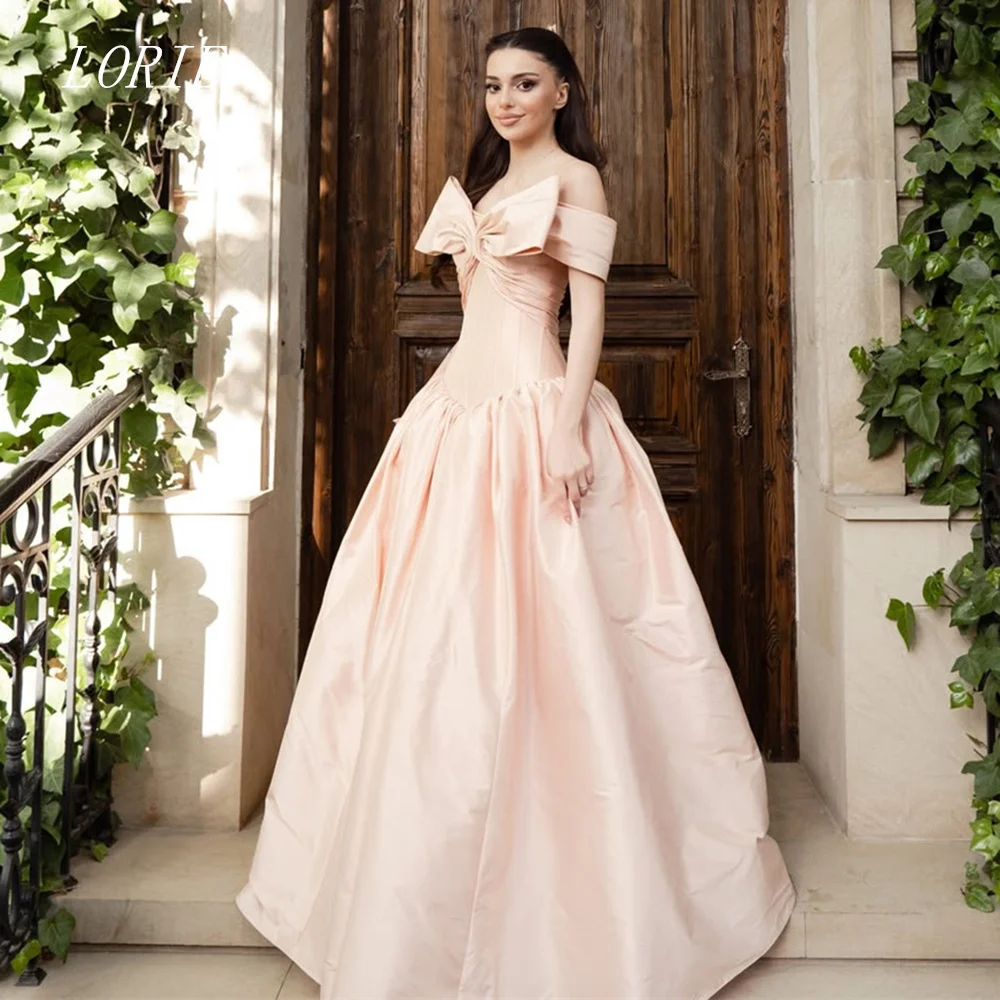 

LORIE Luxury 3D Bow A Line Evening Dress Off The Shoulder Elegant Formal Prom Dresses Pink Birthday Party Gowns Customized 2026