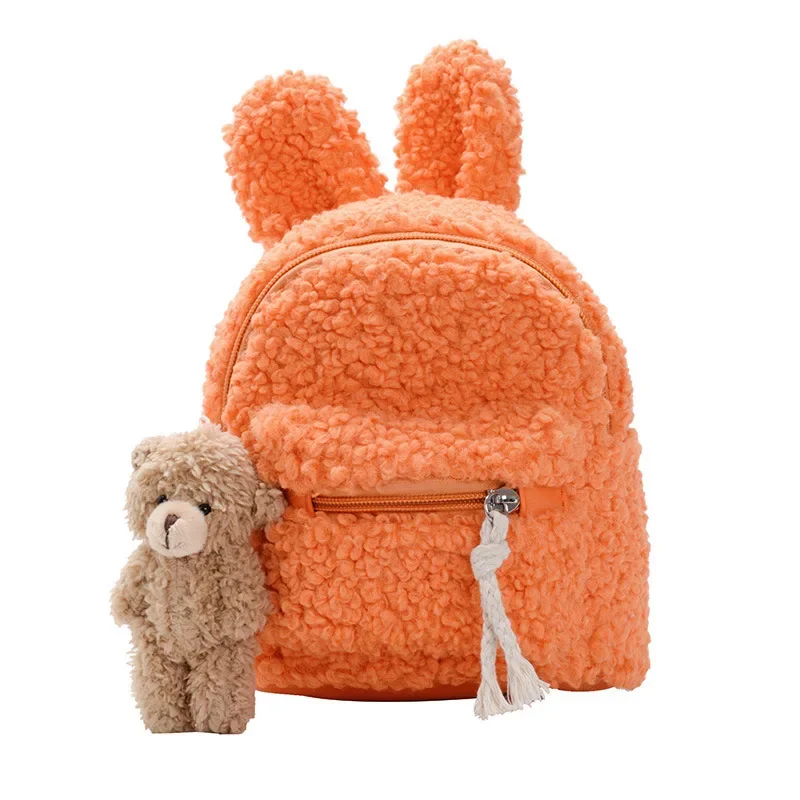 Mochila De felpa de cordero para niños y niñas, morral de dibujos animados Kawaii para estudiantes, lindo bebé, conejo, animales, bolso cruzado