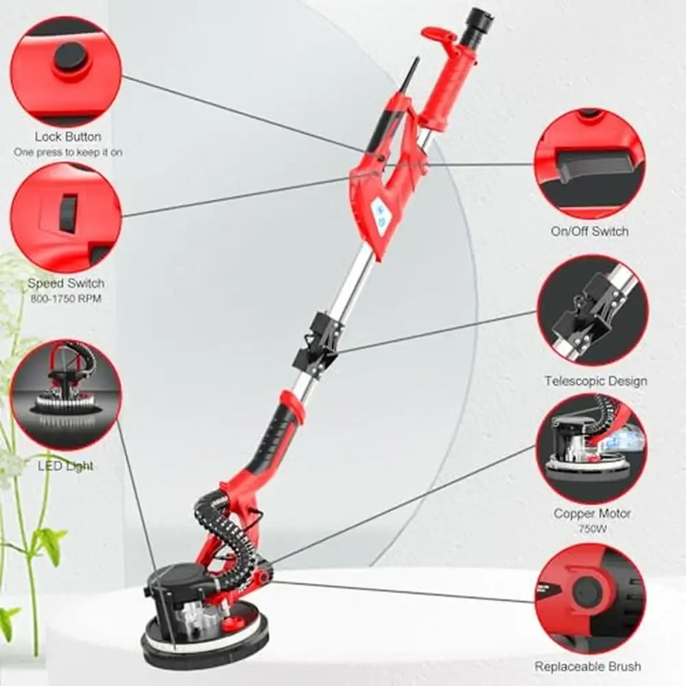 الكهربائية دريوال ساندر 6.8A 750 واط أداة مع 7 سرعات 800-1750 دورة في الدقيقة مصباح ليد مجمع الغبار زوايا مجموعة إزالة حقيبة قفازات فرشاة