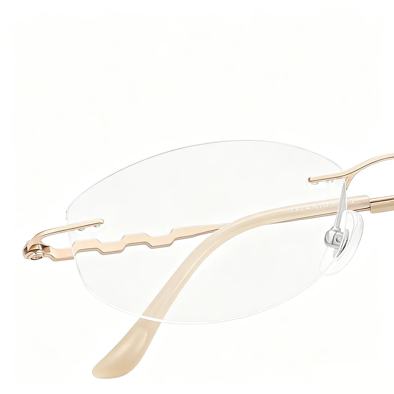 Customized prescription frameless pure titanium female cat eye glasses photochromic anti blue light vegan myopia
