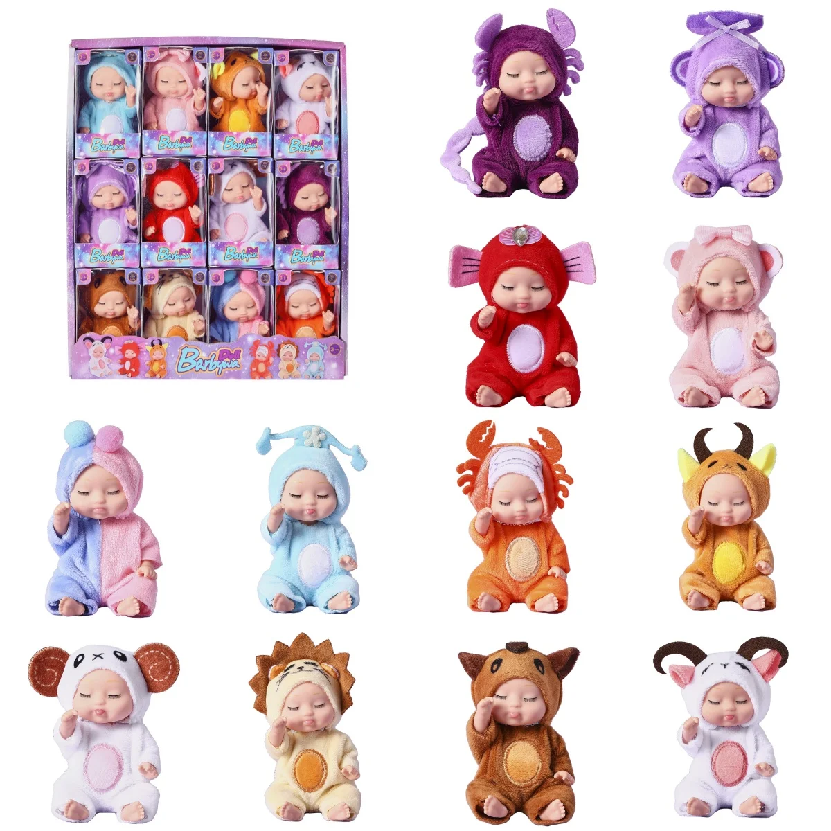 New Mini Reborn Baby Doll Set Cute Sleep Baby Doll with Clothes Cute Realistic Silicone Toy for Girl Boy Birthday Christmas Gift