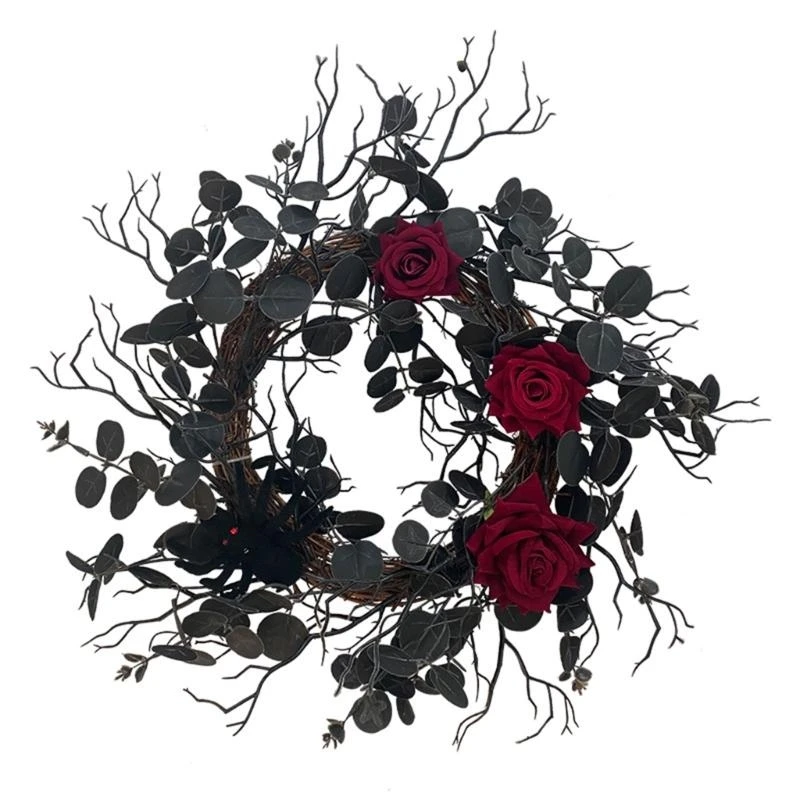 

Halloween Wreath Black Rose Fall Autumn Farmhouse Decor 15UB