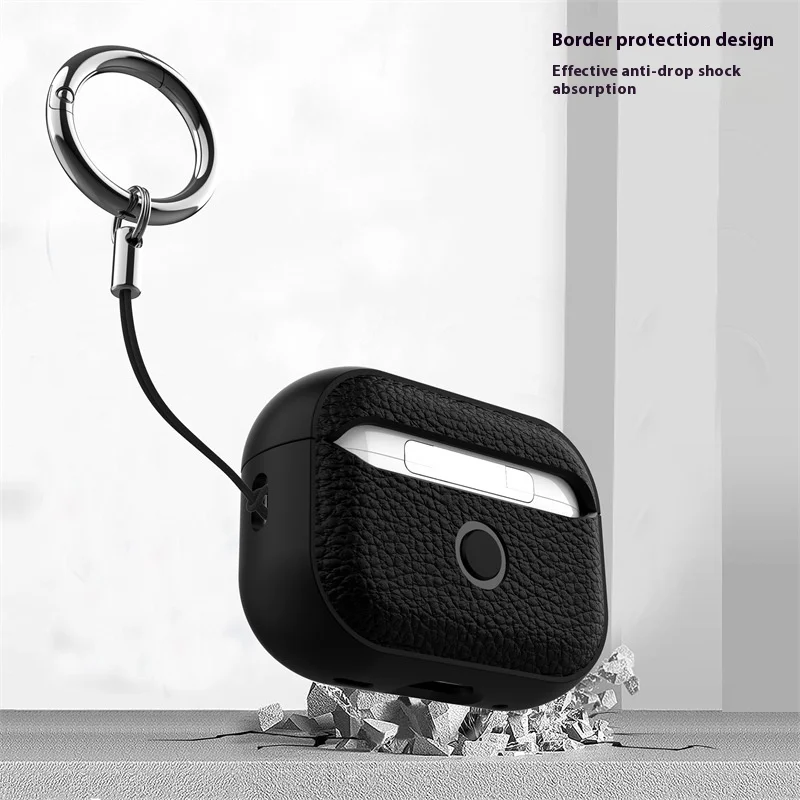 Чехол для Airpods Pro3, роскошный кожаный деловой чехол для наушников из личи с ремешком-крючком, чехол для наушников Apple AirPods 4 3 2 1 Pro