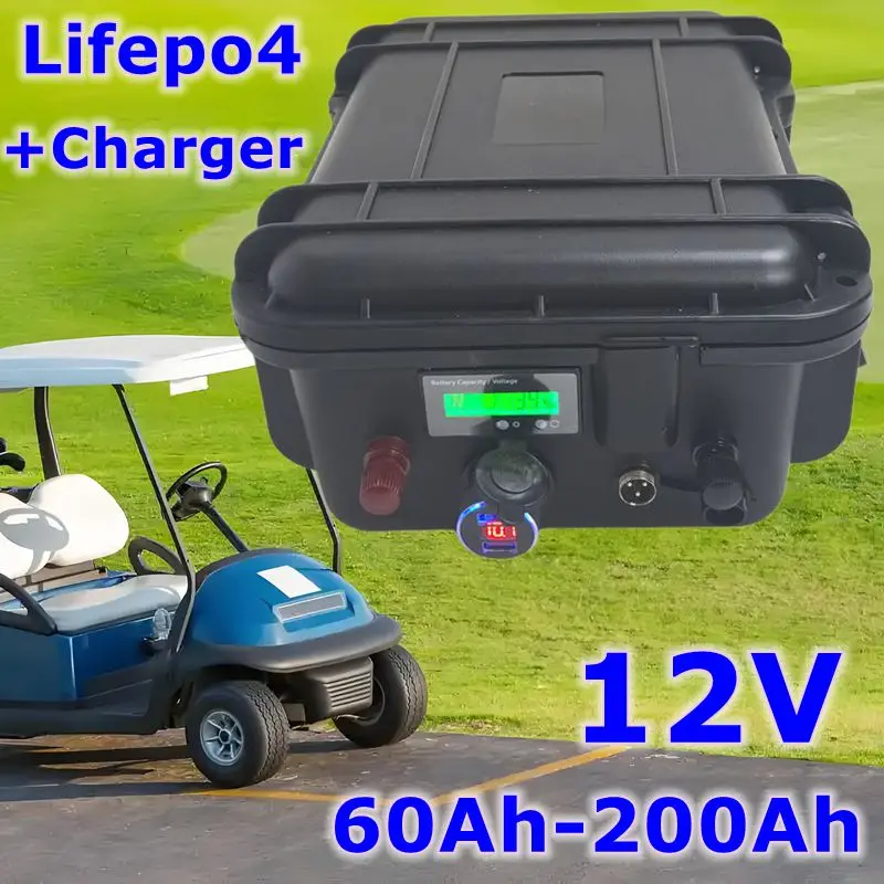 Rechargeable 12V 60Ah 80Ah 120Ah 150ah 180ah 200ah Lifepo4 Battery for Trolling Motor Boat Propeller+10A Charger