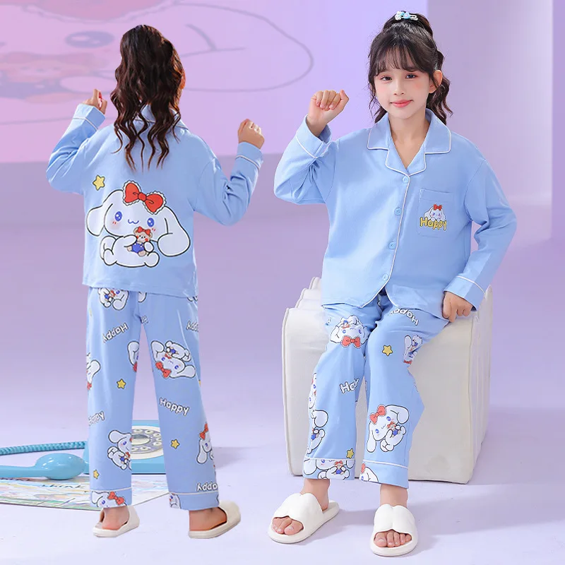 

Cinnamoroll Children Pajama Sets Loose Single Breasted Cardigan Cute Print Kids Nightshirt Suit Causal Comfortable Pajamas