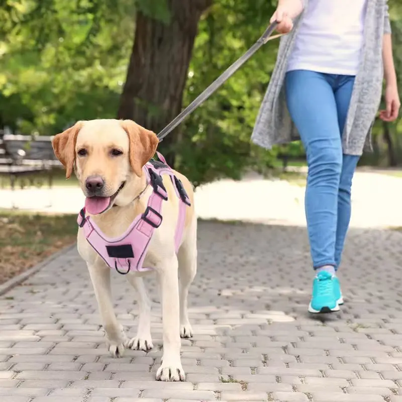 No Pull Dog Harness with Locator Silicone Protective Cover Anti slip Adjustable Pet Chest Harness for Medium & Large Dogs