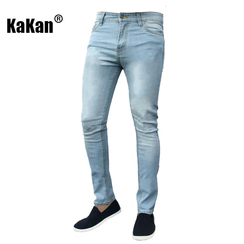 كاكان - جينز مستقيم صغير ضيق للرجال جديد، Y2K جودة عالية كلاسيكي بسيط جينز طويل ماركة جينز للرجال