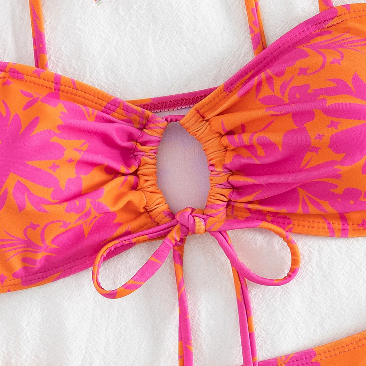 sexy floral print bandeau bikinis sets two pieces tie bow bathing suit swimsuit swimwear women beach outfits biquini tankini