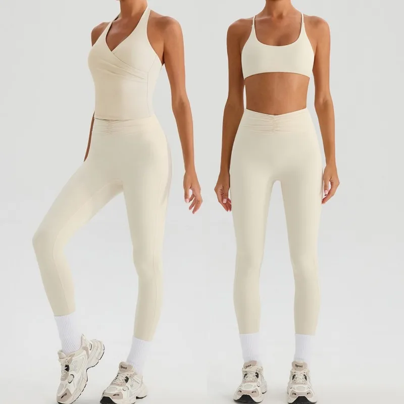 Set da yoga da donna in tinta unita con tappetino per il petto, vita alta e set per il sollevamento dell'anca, sport all'aria aperta, corsa, abbigliamento fitness per il tempo libero