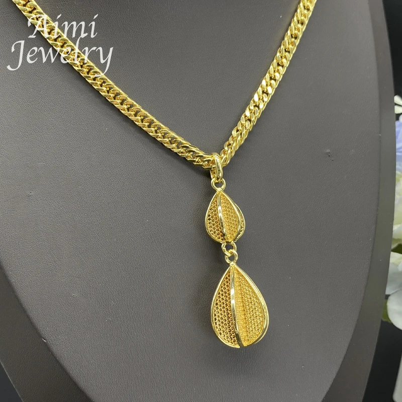 Original 18K Gold Plated Jewelry Set for Women Lantern Earrings Necklace Pendant Exquisite Party Dubai Bridal Wedding Gifts