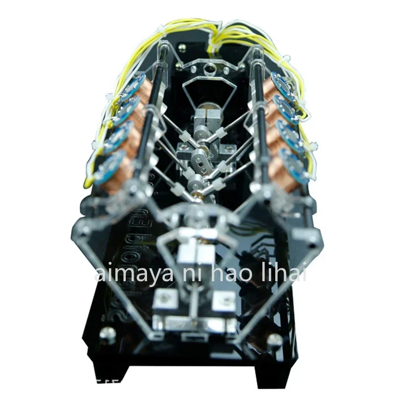 V-Type Electromagnet Engine Model 4/8/12 Coil High Speed Motor Car Engine Starter Kit DIY Science Toy Educational