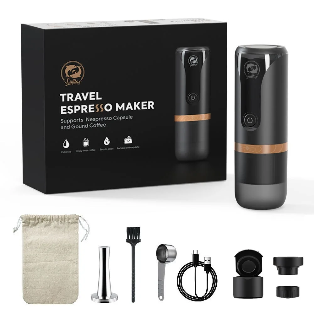 

Portable Nespresso coffe maker Espresso Rechargeable Coffee Machine Outdoor Trave built-In Battery Extraction Powder & Capsule