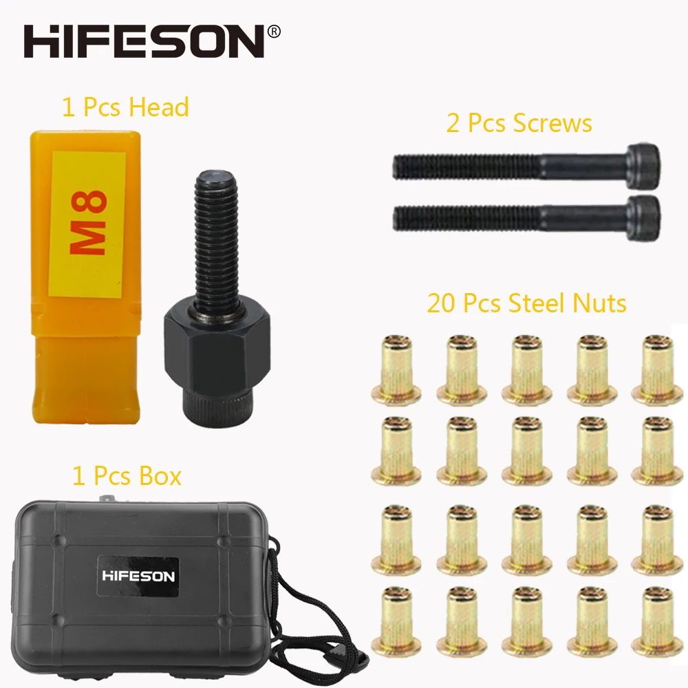 HIFESON Manual Riveting Nut Gun Head Nut Easy Installation Manual Riveting Tool Nut Box Set M3 M4 M5 M6 M8 M10