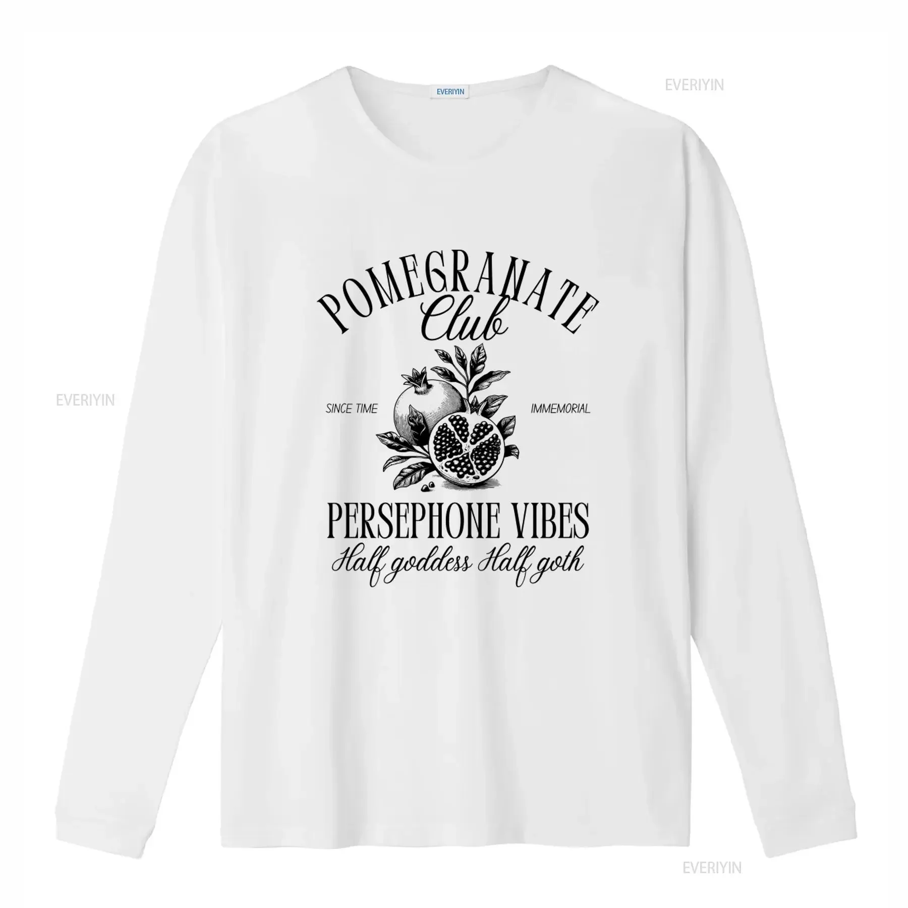 Persephone Pomegranate Club T Shirt Greek Goddess Vibes Half Goth Aesthetic Mythology Lover Fruit Design Cottagecore Gardening