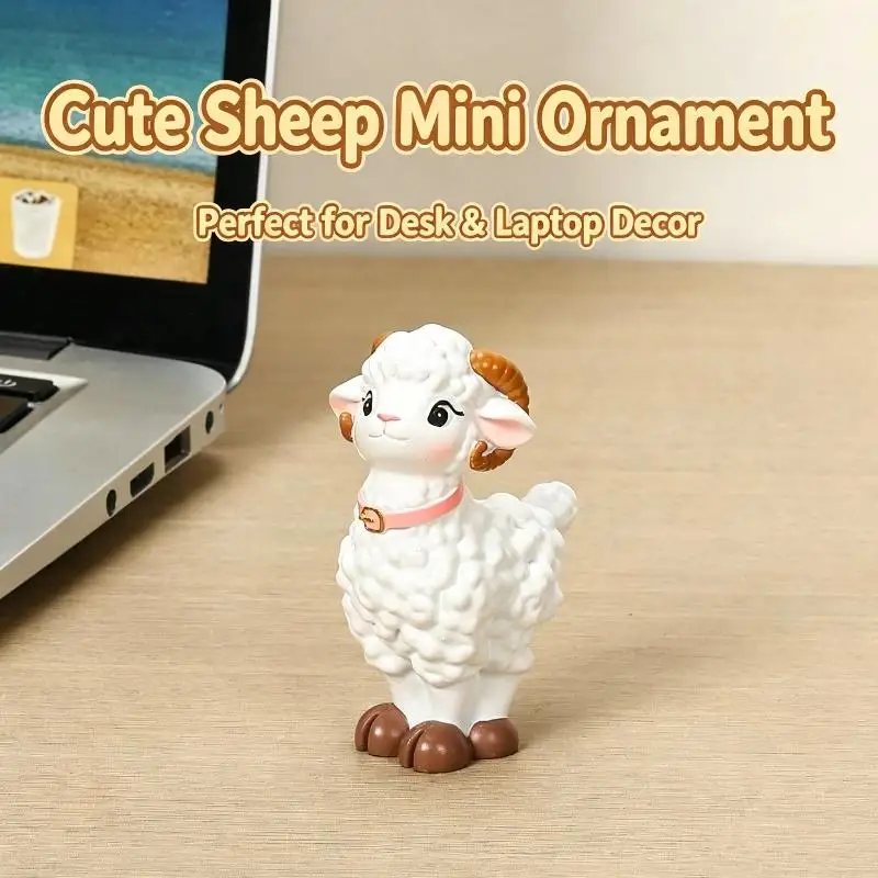 Cute Mini Resin Sheep Figurine Adorable Cartoon Design Fine Workmanship Perfect For Office Desk Home Bookshelf Decor