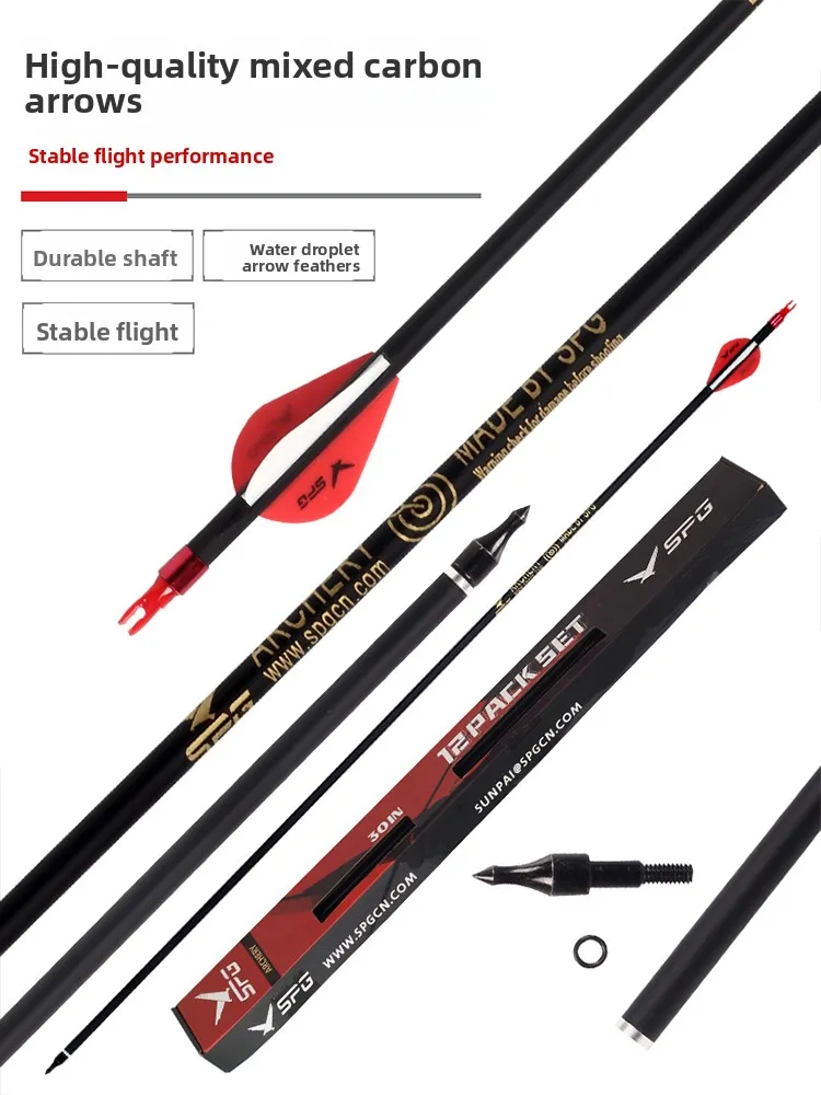 fleches-en-carbone-mixtes-pour-arc-composite-spg-stabilite-de-vol-professionnelle-pour-competition-fleches-en-carbone-d'exterieur-jouets-de-tir-a-l'arc