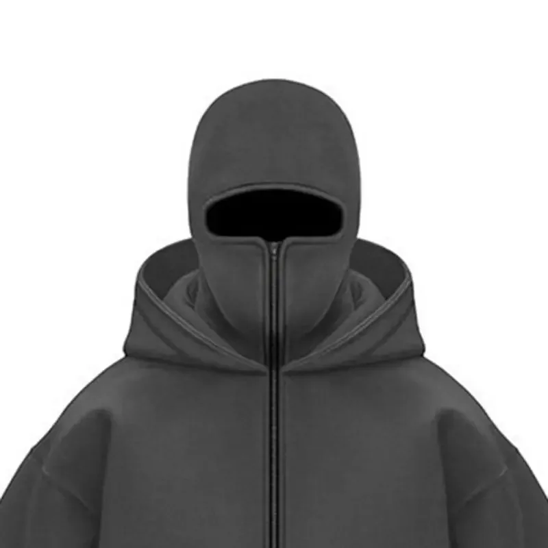 

Adult Zipper Hooded Sweatshirt Soft Fleece Jacket With Hoodie Mask Men Women Windbreaker Casual Outwear Loose Sports Coat Tops