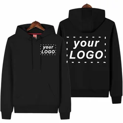 Men's Fleece Pullover Hoodie Custom Print Embroidery Company Logo Thick Hooded Sweater Winter Warm Pullover S-5xl