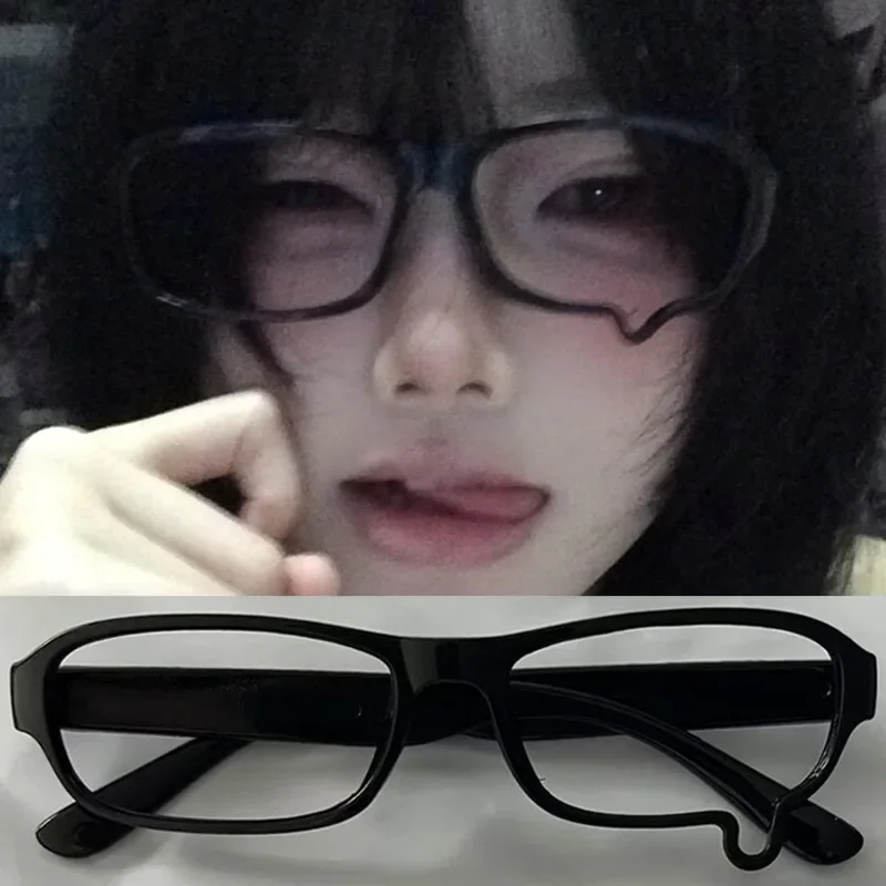 Anime Y2K Cosplay Glasses Without Lenses Unisex Teardrop Eyeglass Spectacles Eyewear Fashion Costume Accessories Decoration Gift