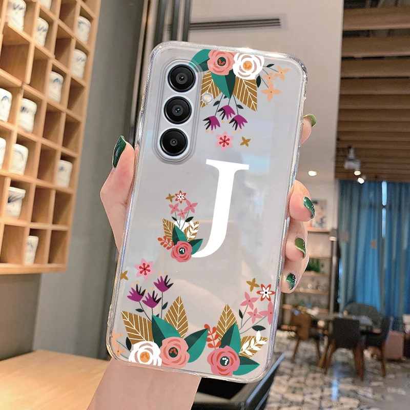 For Samsung Galaxy A15 4G A15 5G Phone Case Art Flower Letter Fashion A B C For Samsung Galaxy A15 Shockproof Transparent Shells