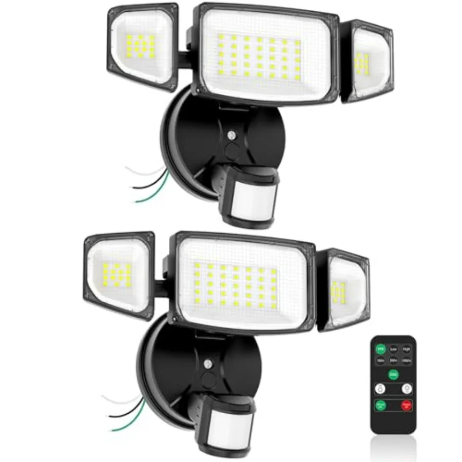 

65W 6500LM LED Security Lights Motion Sensor Outdoor 6500K Daylight IP65 Waterproof Dusk to Dawn Hardwired 3-Head Motion Detect