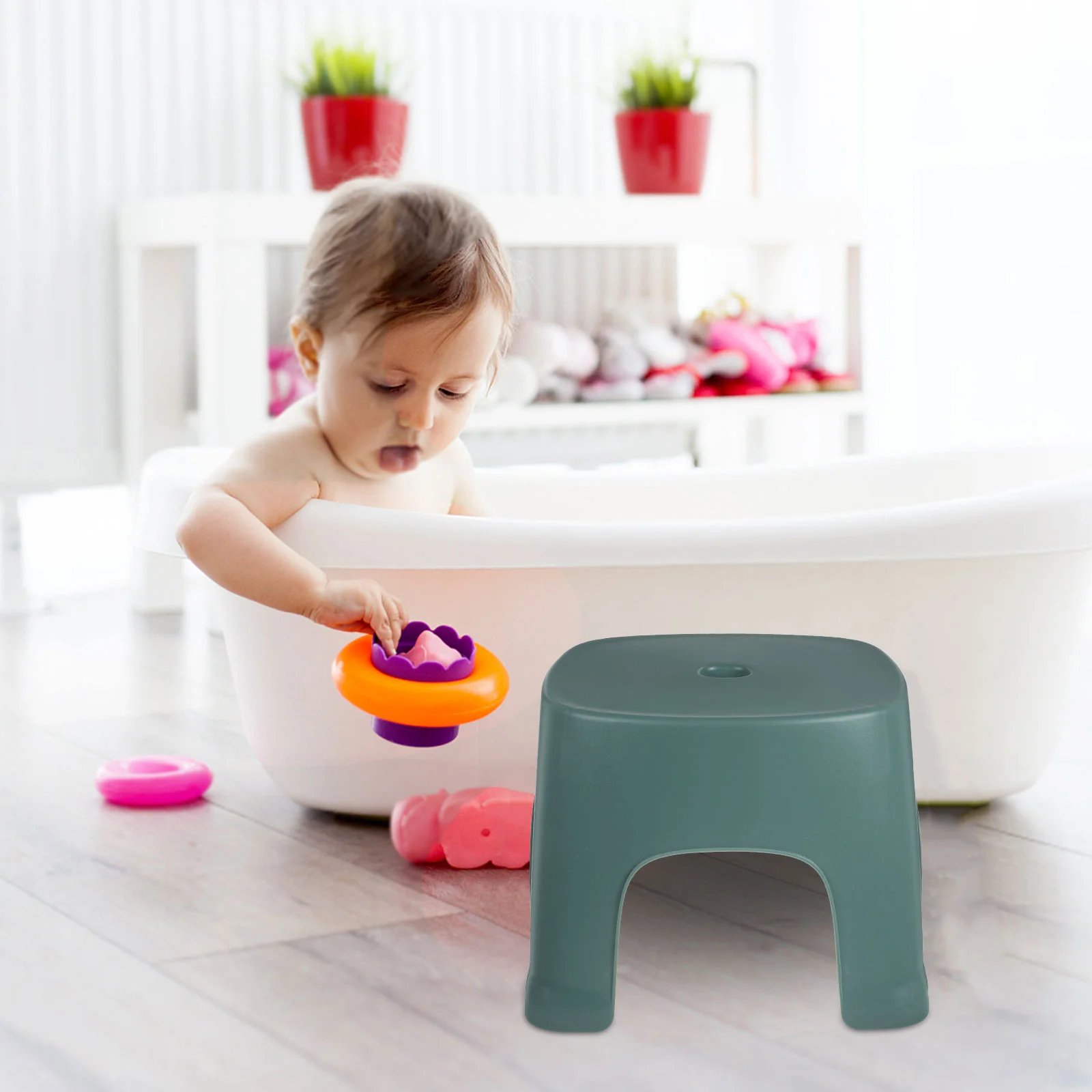 Kids Step Stool for Bathroom Low Potty Toddler Plastic Footstool Yellow Small Size Stable Firm PVC Toilet Training