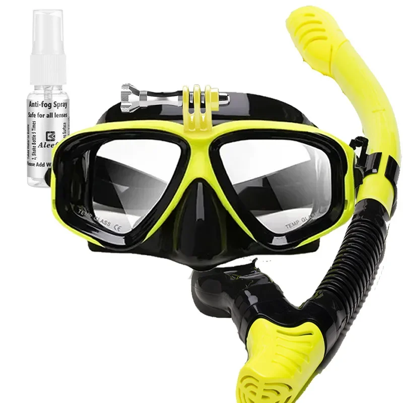 Adult Myopia Snorkel & Dive Mask,Dry Top Snorkel + Anti-Fog Spray Kit with Storage Box | Adjustable Strap & Free-Breathing Gopro