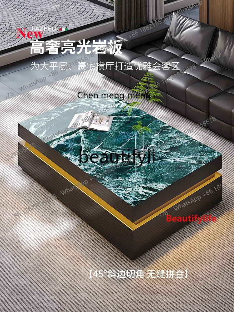 

A32 Coffee Table Living Room Light Luxury High-end Italian Minimalist Villa High-end Luxury Stone Coffee Table