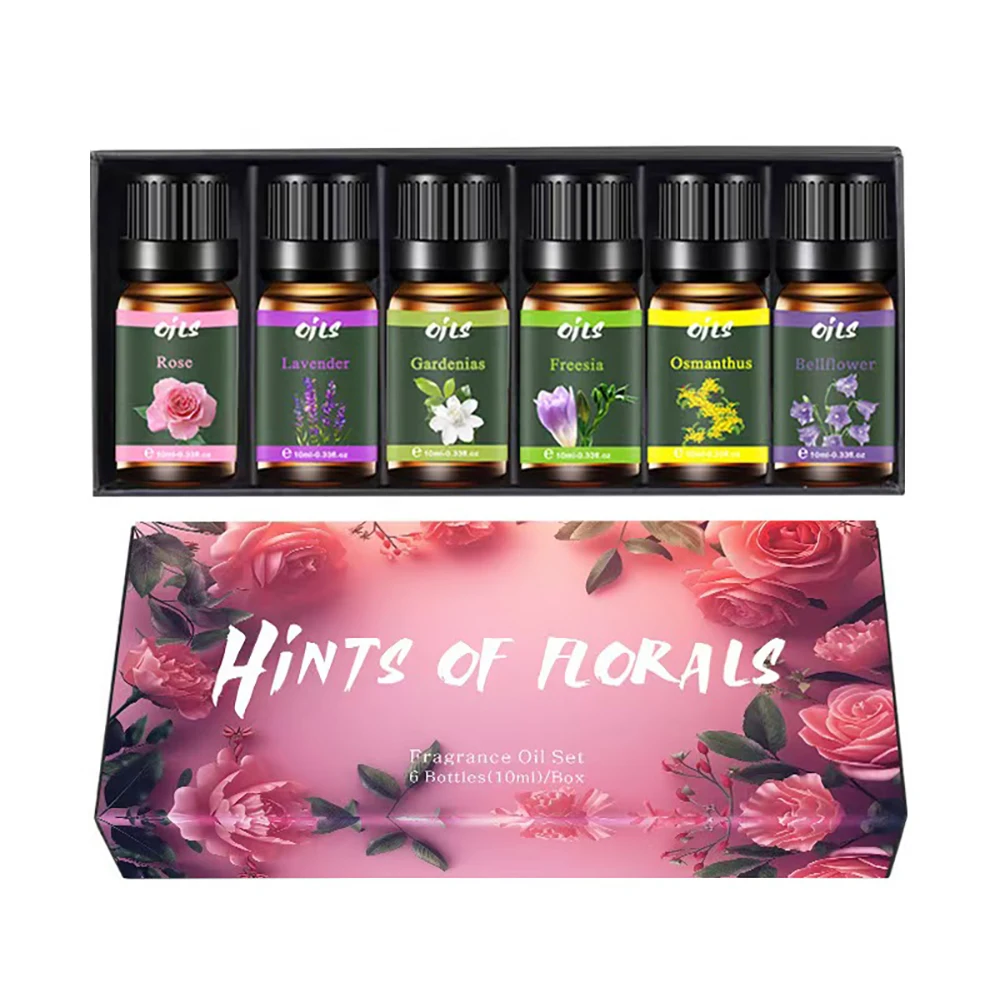 Nouveau ensemble d'huiles essentielles de 6 pièces avec 6 Options de parfum huiles pour l'aromathérapie utilisées pour diffuseur d'arôme relaxation (comprend Bellflowe