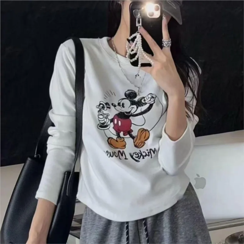 

Женская толстовка с принтом Дисней Микки и Минни, простая удобная толстовка для пар, женская одежда с изображением Микки Мауса, топ