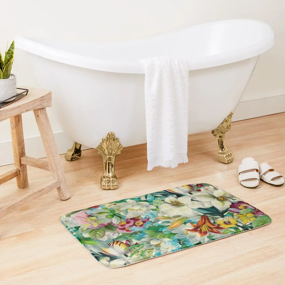 

vintage floral Bath Mat Toilet Floor Bathroom Accessories Non-Slip Bathroom Anti-Slip Carpet Mat