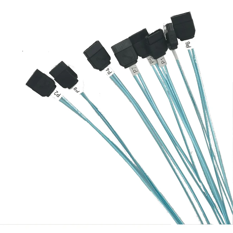 MCIO X8 74 Pin ke 8 X SATA 7 Pin Konverter Adaptor Kabel untuk Transfer Data