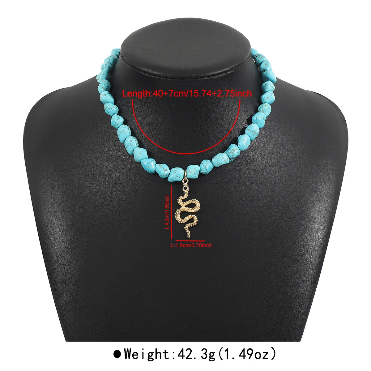 Bohemian Natural Stone Pendant Women Men Irregular Beaded Necklace Women Handmade Blue Synthetic Turquoises Prayer Jewelry