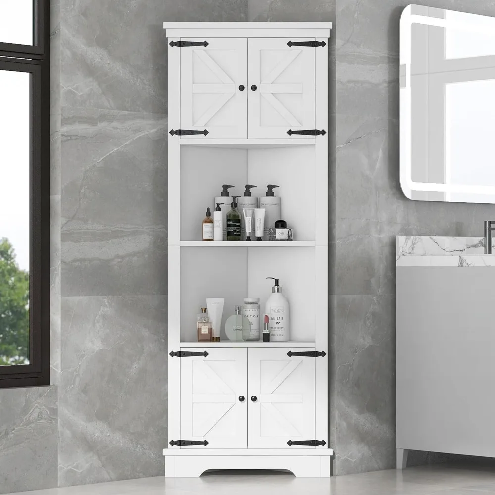 Bathroom Cabinet, 67-inch, Cabinet with Adjustable Shelves, Floor-to-ceiling High Corner Cabinet, Bathroom Triangle Cabinet