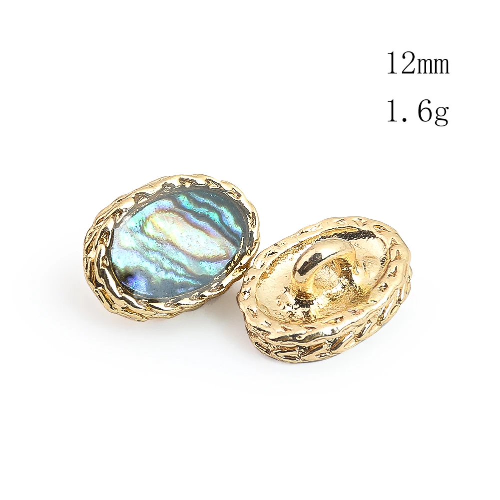 5PCS 12MM Creative Oval Metal Shank Button Colored Abalone Drop Glue Shell Button Sweater Cardigan Decorative Accessories