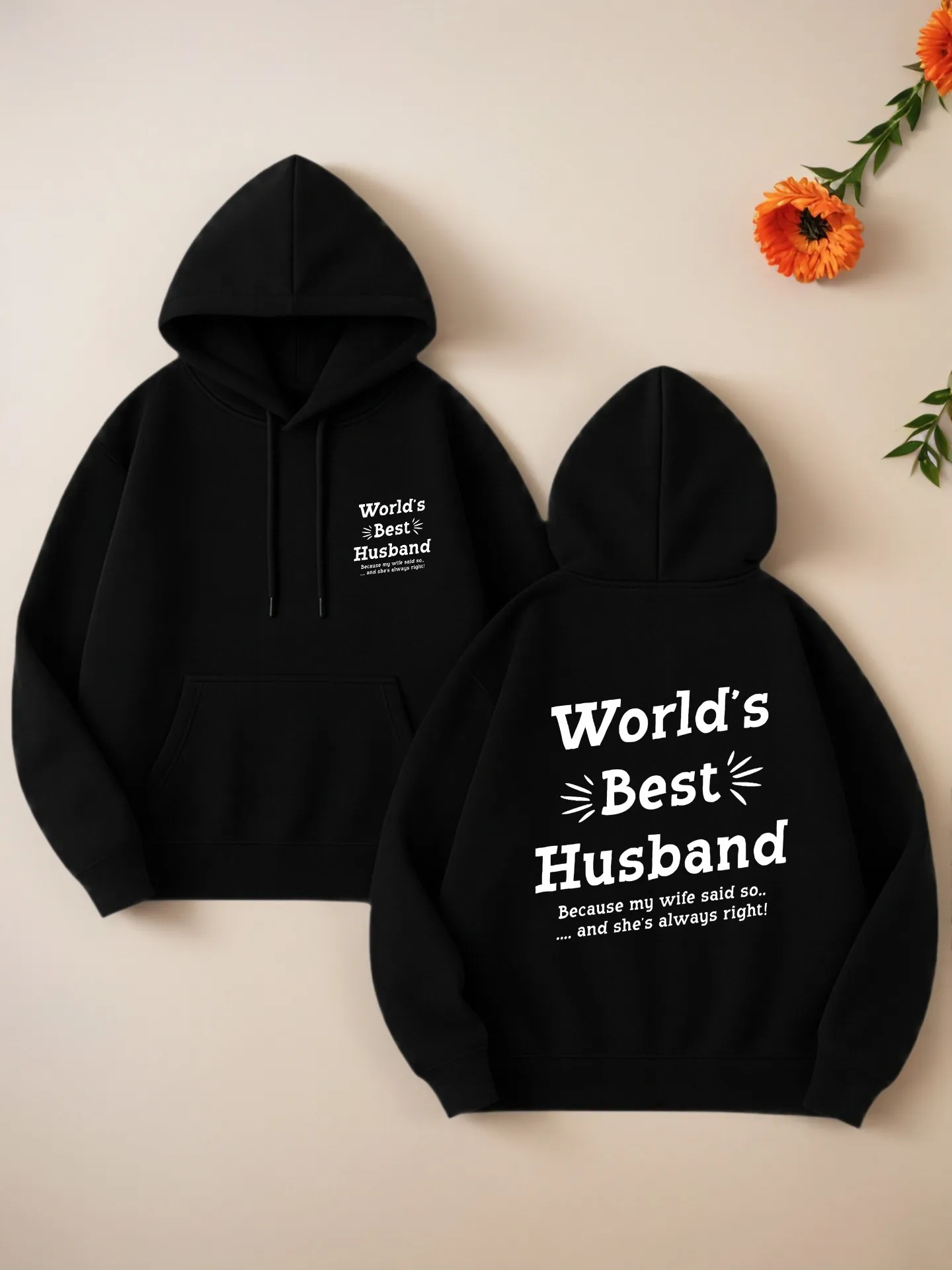 Graphic Hoodie Women, World's Best Husband Letter Print, Casual Style, Cotton Blend, Casual Everyday Wear, For Men
