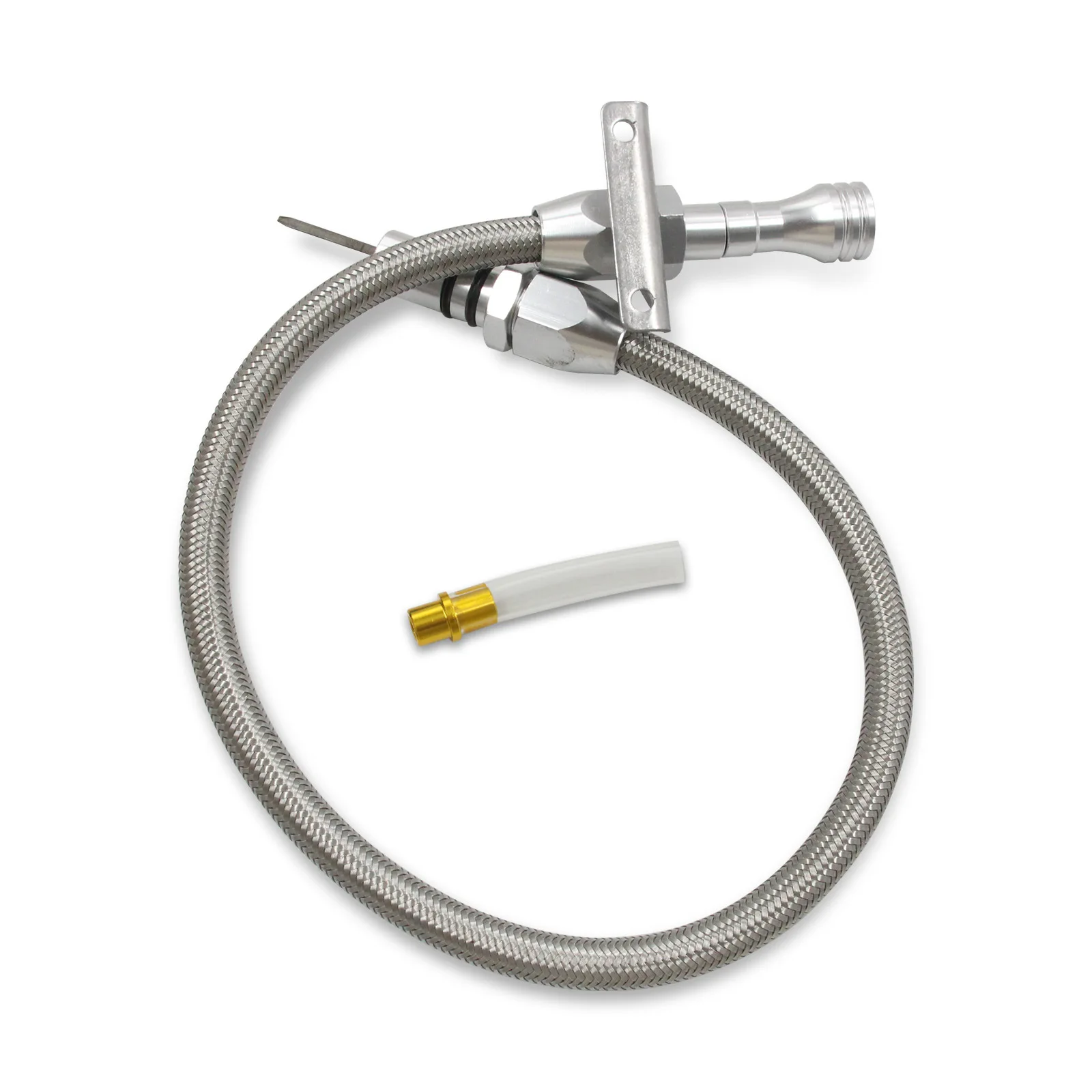 Mount Flexible Braided Transmission Dipstick Stainless Steel Tube For GM 4l80e 4l60e Chevy SBC BBC Th350 Th400 Turbo 700R4