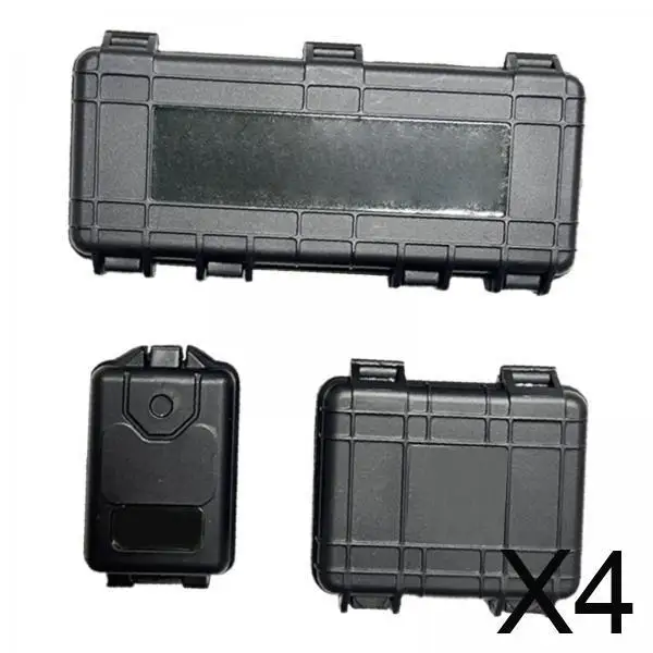 

4x3Pcs 1/18 Action Figure Model Simulation Suitcase Chest (Black Color) Scene