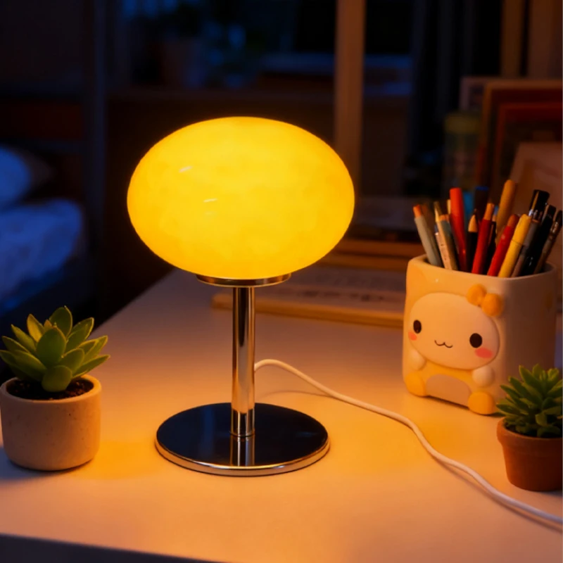 المبيعات المباشرة مصباح طاولة باوهاوس المعدني على الطراز الكوري - ضوء ليلي ما بعد الحداثة وبسيط في منتصف القرن، ديكور غرفة نوم سطح المكتب #5