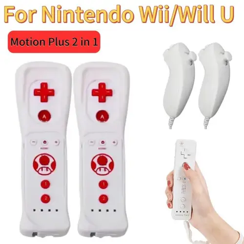 Para Nintendo Wii U Joystick 2 en 1 mando inalámbrico remoto Gamepad Set Motion Plus Control de videojuegos Nintendo Wii 1 par