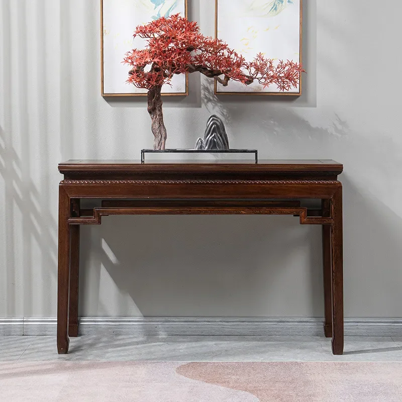 For Mahogany Chicken Wing Wood Solid Wood Flat Head Case Chinese Walnut Color Porch Table Strip Case Offering Table Incense