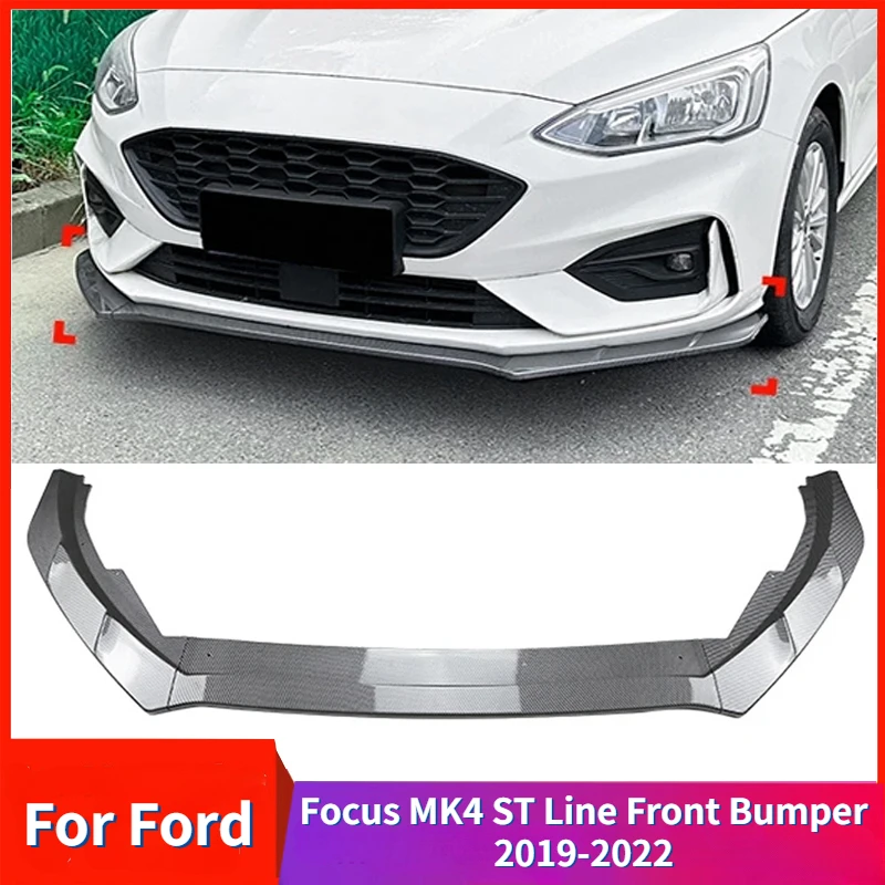 Car Front Bumper Lip Spoiler Splitter for Ford Focus MK4 ST Line 2019-2022 Diffuser Guard Protector Cover Accessories Body Kits