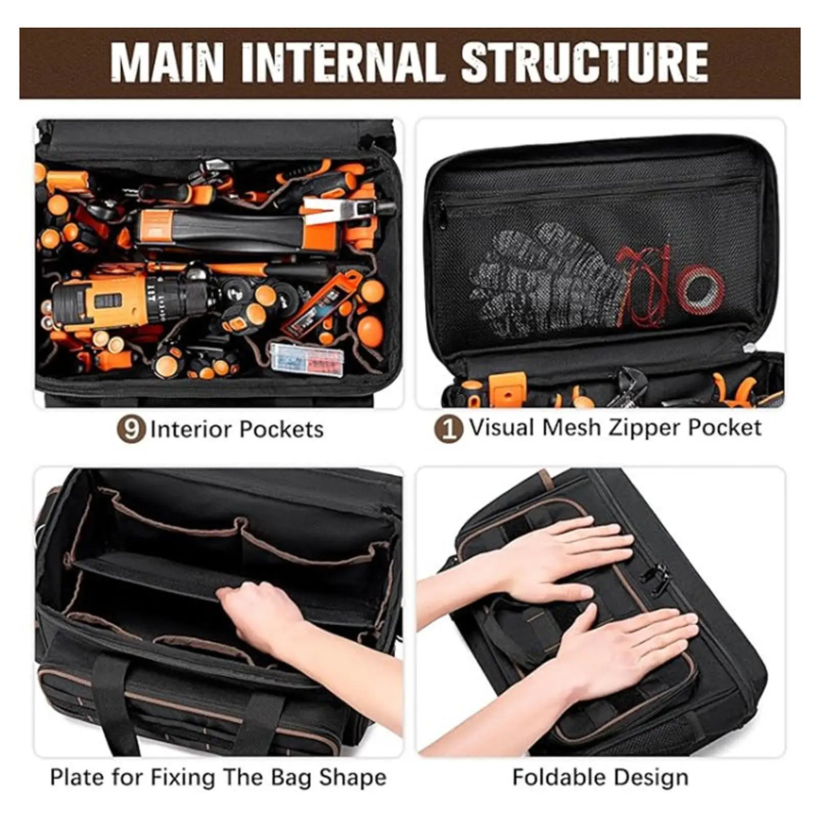 

Heavy Duty Tool Bag Comfortable Tool Storage Bag for Gardening Plumbers Cars
