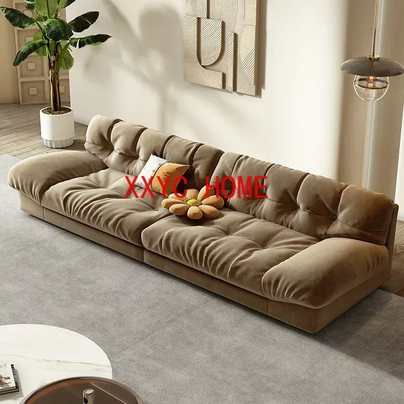 Living Room Creative Frost Faux Leather Soft Sofa Small Apartment Straight Row Latex down