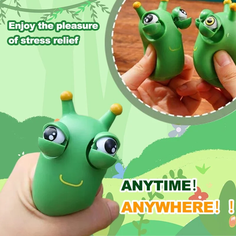 2Pcs Vegetable Worm Caterpillar Eye Toy Decompression Artifact Pinch Children Gift Vent Small Toys Decompression Trick Gift