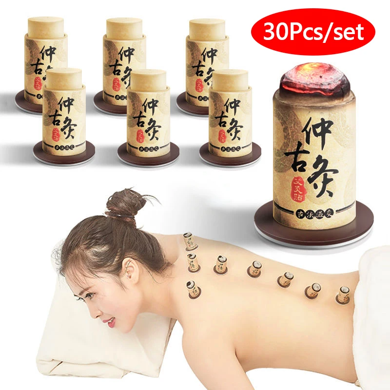 

30Pcs/Set High-class Pure Moxa Stick Tube Paste Moxibustion Heating Therapy Meridian Warm Massage Mugwort Pain Relief Portable