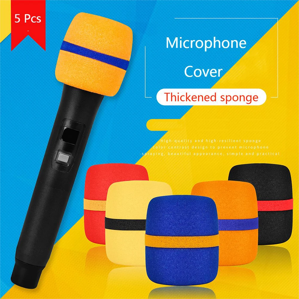 

Microphone Cover 5 Colors Thicken Musical Instrument Accessories Foam Windscreen Sponge Cover for Handheld Audio Mic KTV Karaoke